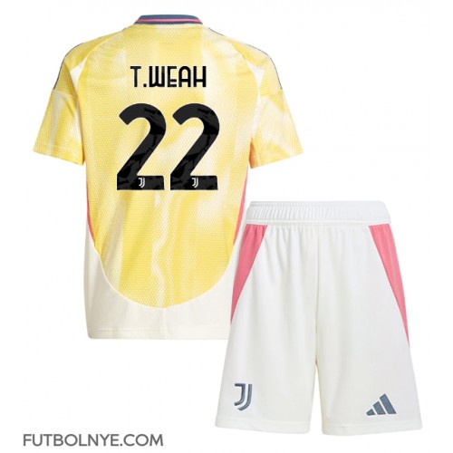 Camiseta Juventus Timothy Weah #22 Visitante Equipación para niños 2024-25 manga corta (+ pantalones cortos)